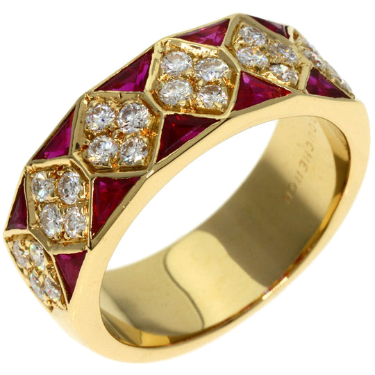Boucheron Ring 18K Yellow Gold gold Diamond Ruby Women Used Authentic