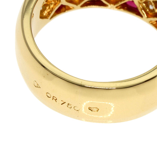 Boucheron Ring 18K Yellow Gold gold Diamond Ruby Women Used Authentic
