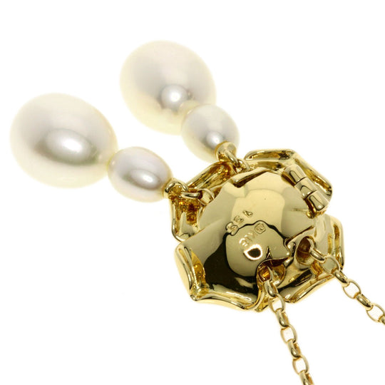 MIKIMOTO Necklace 18K Yellow Gold gold Pearl Diamond Rose motif
