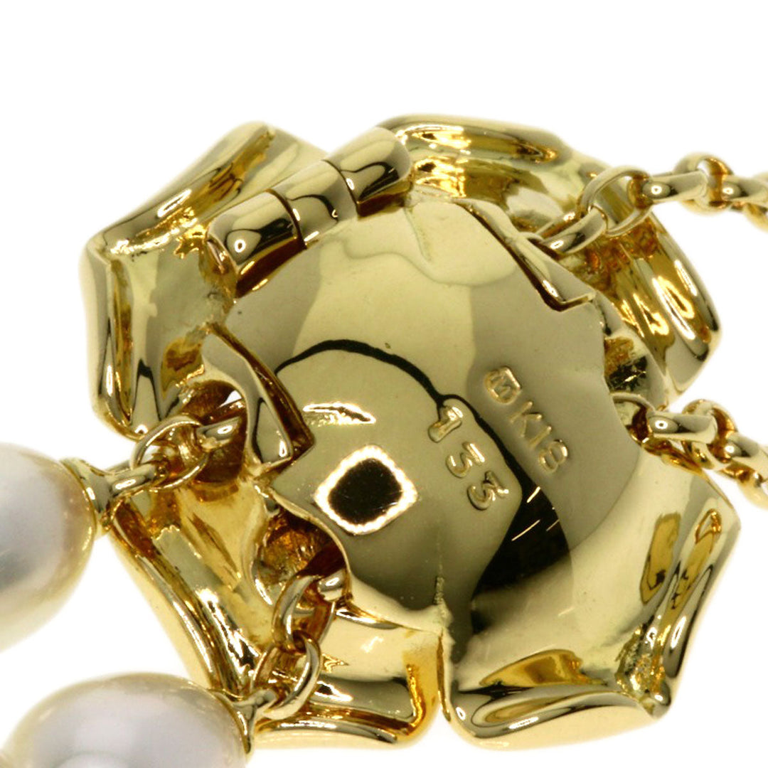 MIKIMOTO Necklace 18K Yellow Gold gold Pearl Diamond Rose motif