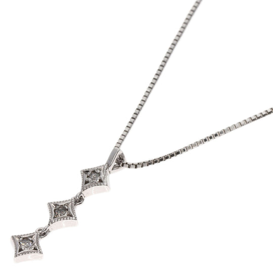 agete Necklace K18WG Silver diamond Women Used Authentic