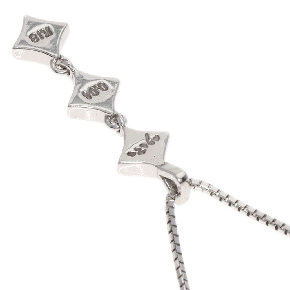 agete Necklace K18WG Silver diamond Women Used Authentic