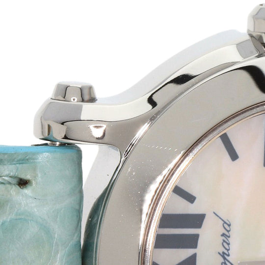 Chopard Watches Quartz 8509 Stainless Steel, Leather Silver Happy Sports Maker Complete White shell dial Women Used Authentic