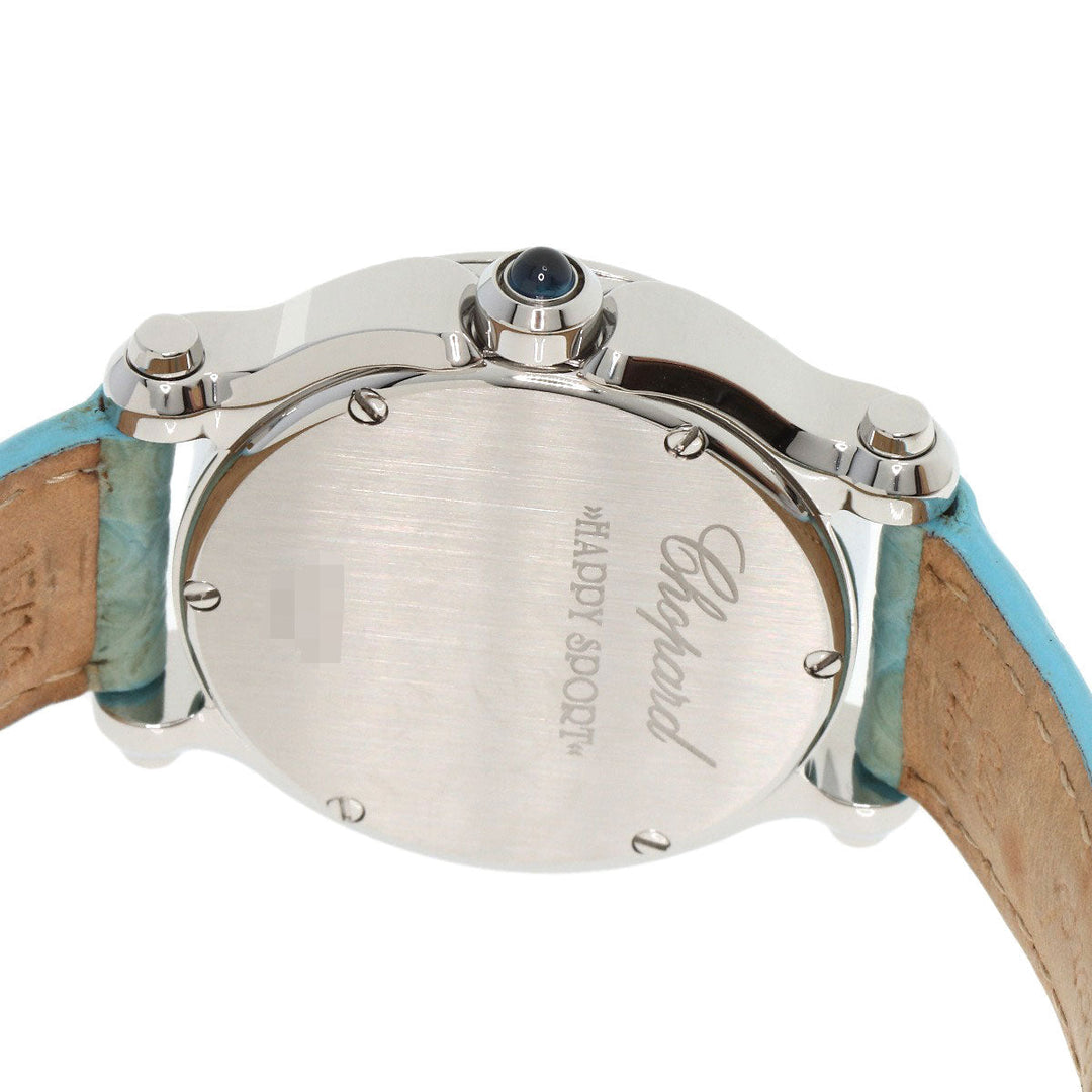 Chopard Watches Quartz 8509 Stainless Steel, Leather Silver Happy Sports Maker Complete White shell dial Women Used Authentic