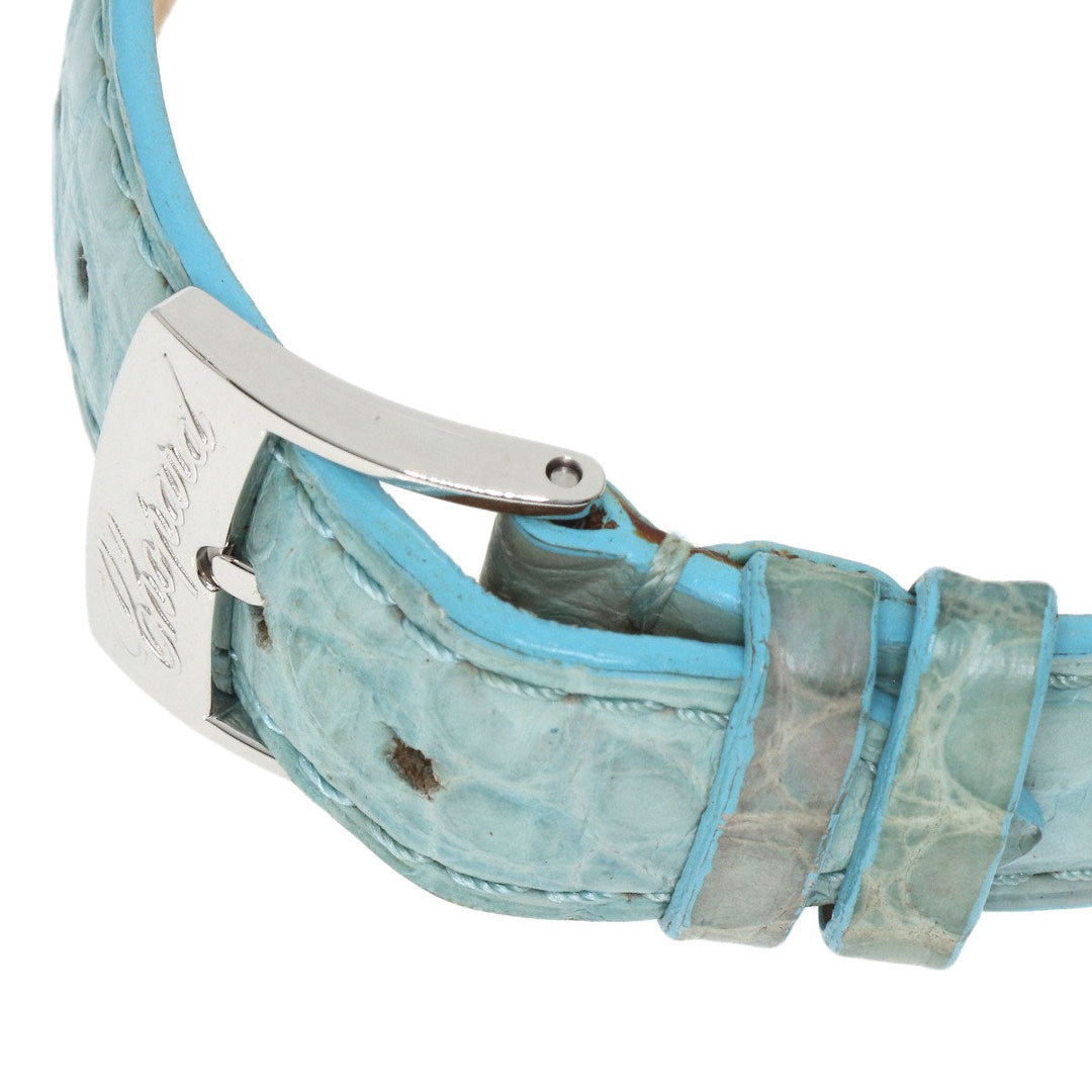 Chopard Watches Quartz 8509 Stainless Steel, Leather Silver Happy Sports Maker Complete White shell dial Women Used Authentic