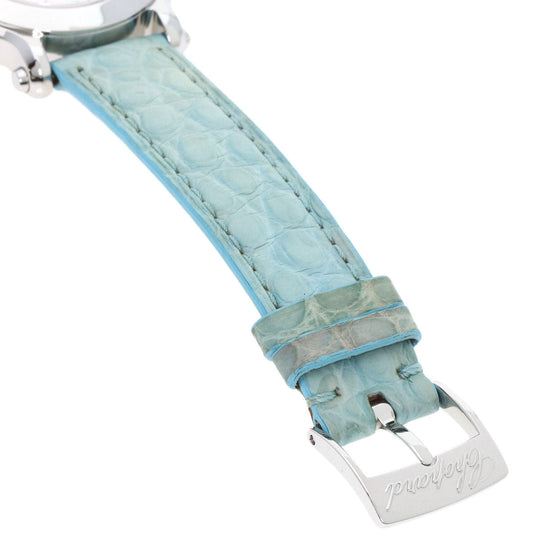 Chopard Watches Quartz 8509 Stainless Steel, Leather Silver Happy Sports Maker Complete White shell dial Women Used Authentic