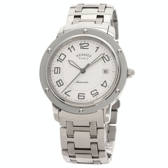 HERMES Watches Mechanical Automatic CP2.810 Stainless Steel , Stainless Steel Silver Clipper Classic white dial mens Used Authentic