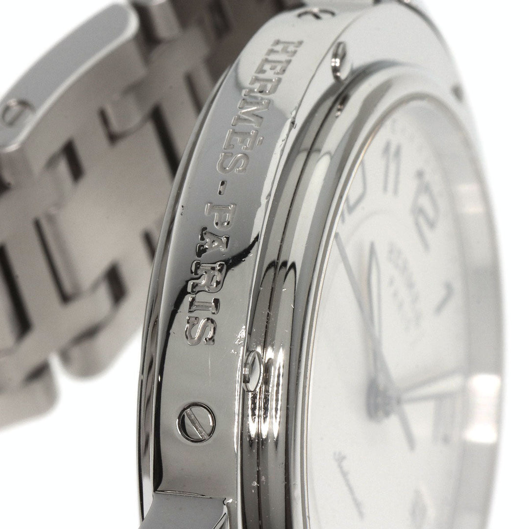HERMES Watches Mechanical Automatic CP2.810 Stainless Steel , Stainless Steel Silver Clipper Classic white dial mens Used Authentic