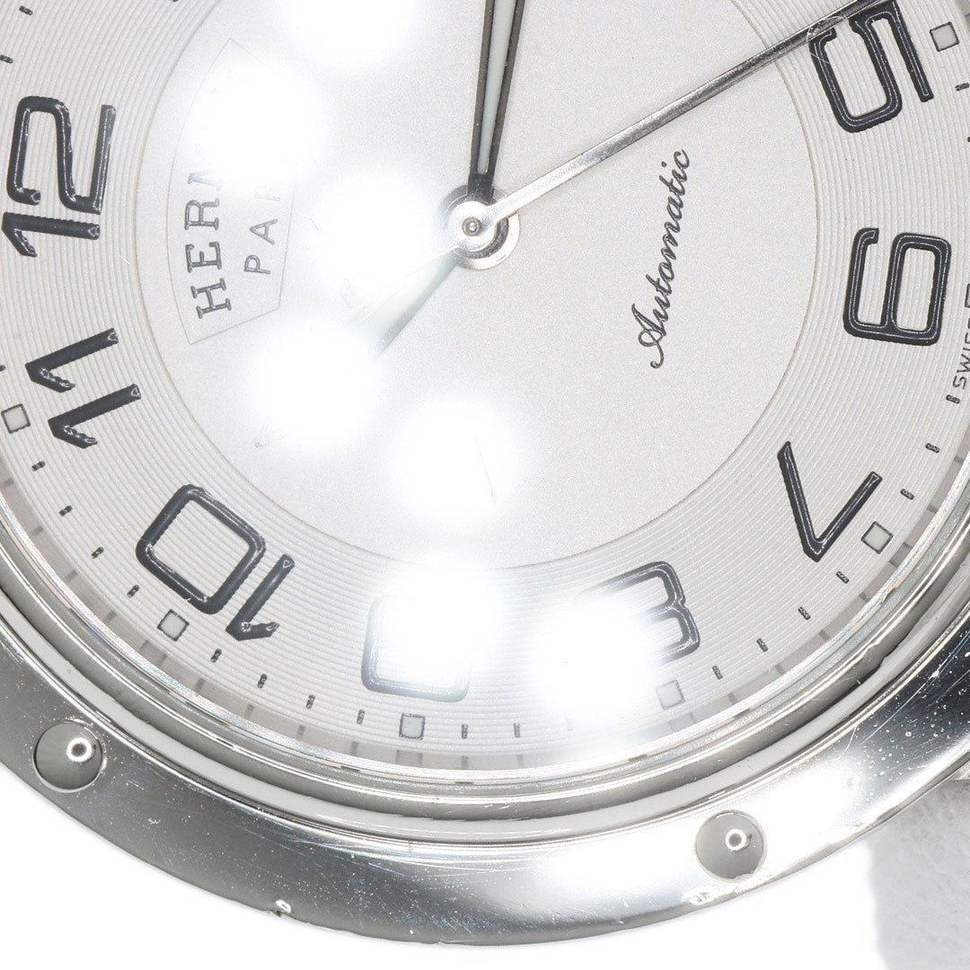 HERMES Watches Mechanical Automatic CP2.810 Stainless Steel , Stainless Steel Silver Clipper Classic white dial mens Used Authentic