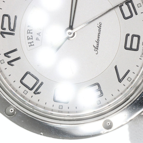 HERMES Watches Mechanical Automatic CP2.810 Stainless Steel , Stainless Steel Silver Clipper Classic white dial mens Used Authentic