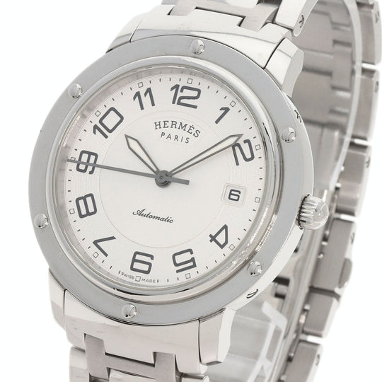 HERMES Watches Mechanical Automatic CP2.810 Stainless Steel , Stainless Steel Silver Clipper Classic white dial mens Used Authentic
