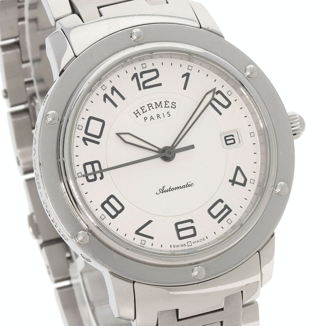 HERMES Watches Mechanical Automatic CP2.810 Stainless Steel , Stainless Steel Silver Clipper Classic white dial mens Used Authentic