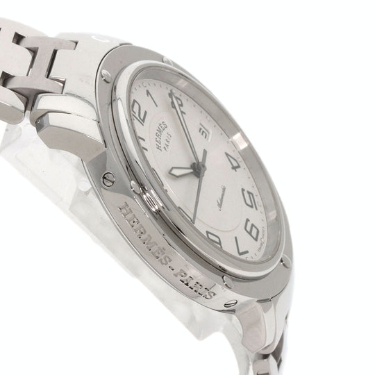 HERMES Watches Mechanical Automatic CP2.810 Stainless Steel , Stainless Steel Silver Clipper Classic white dial mens Used Authentic