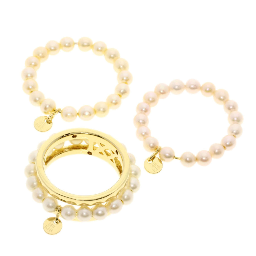 MIKIMOTO Ring 18K Yellow Gold gold Perlita Baby Pearl Diamond 3-piece set 3 colors Women Used Authentic