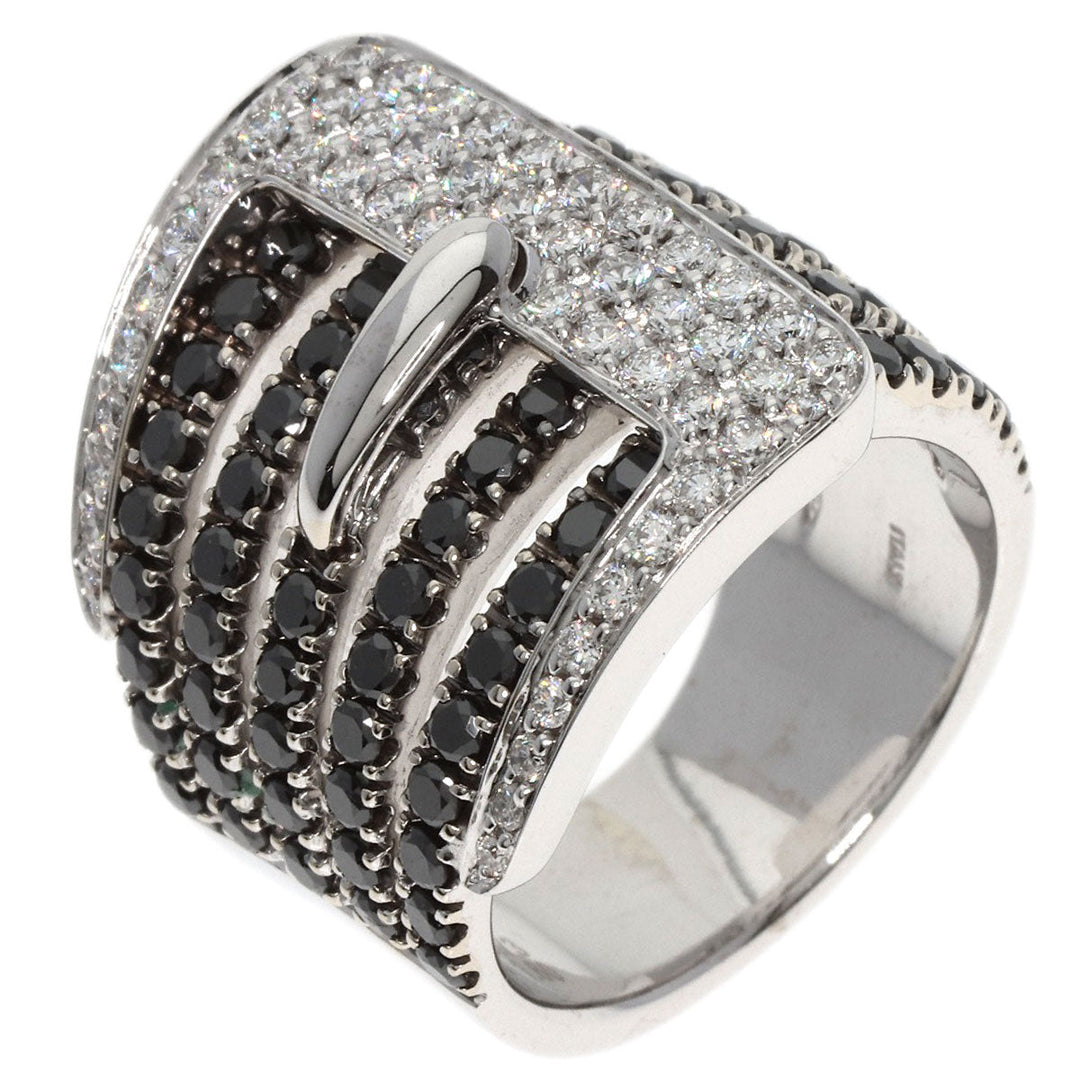 Ponte Vecchio Ring K18WG Silver Diamond black diamond Women Used Authentic