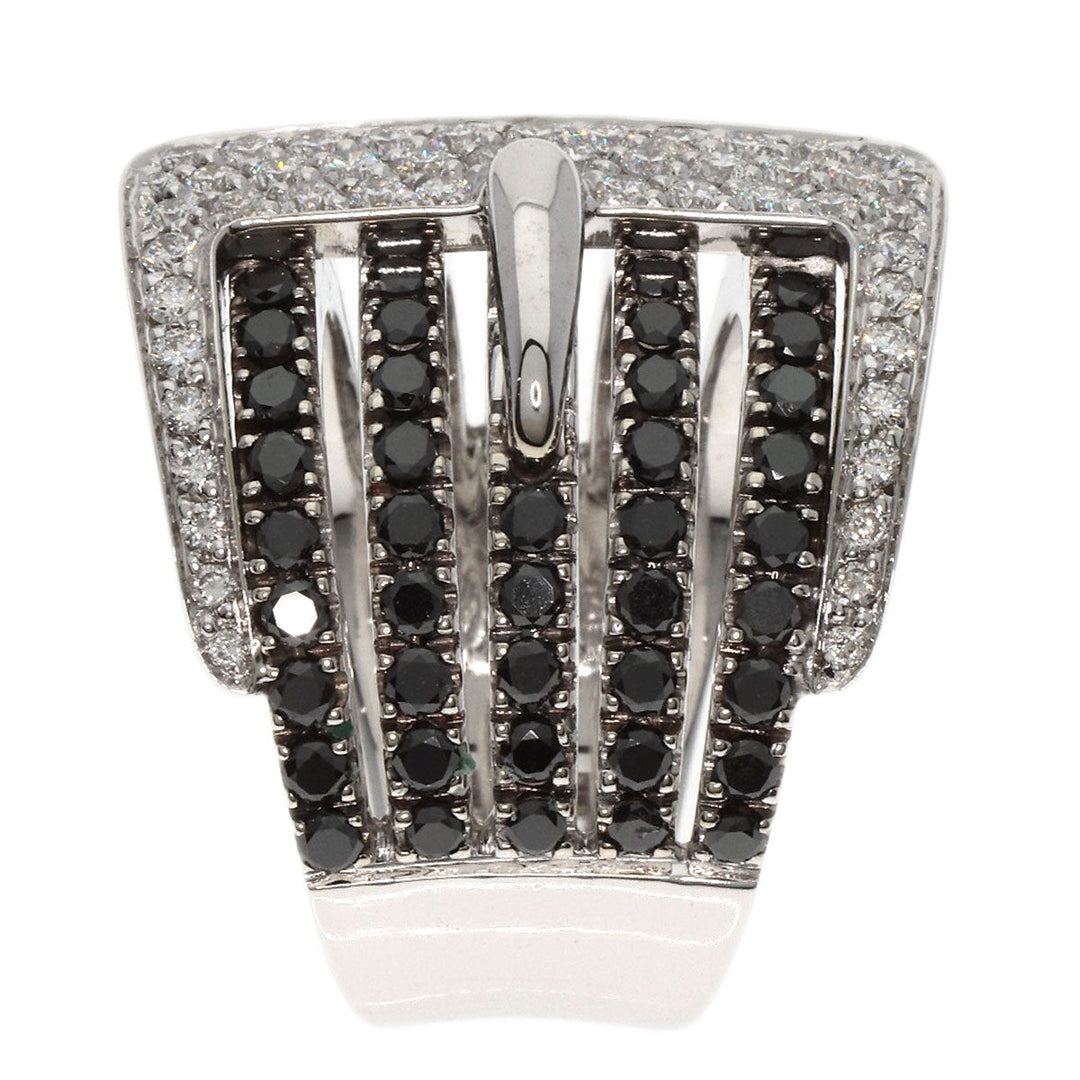 Ponte Vecchio Ring K18WG Silver Diamond black diamond Women Used Authentic