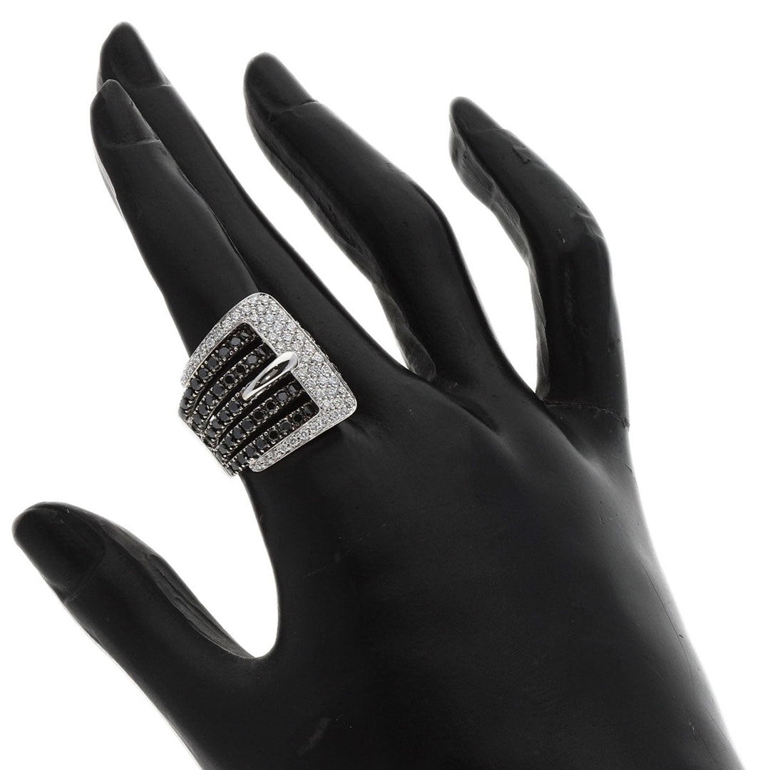 Ponte Vecchio Ring K18WG Silver Diamond black diamond Women Used Authentic