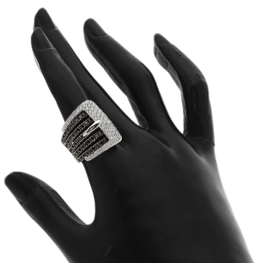 Ponte Vecchio Ring K18WG Silver Diamond black diamond Women Used Authentic