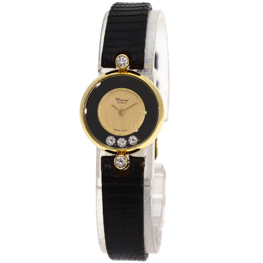 Chopard Watches Quartz 20/3095 K18YG, leather gold Happy diamond gold dial Women Used Authentic