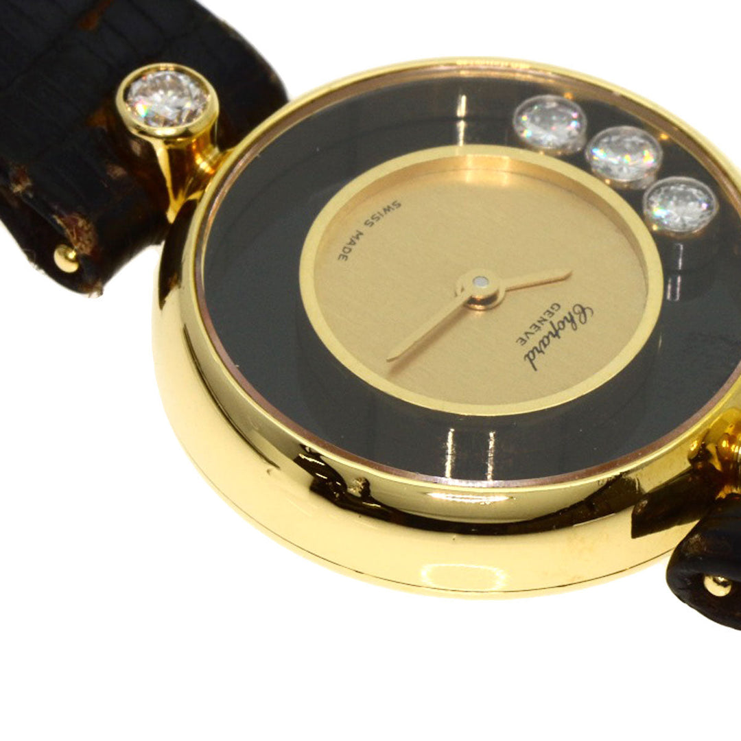 Chopard Watches Quartz 20/3095 K18YG, leather gold Happy diamond gold dial Women Used Authentic
