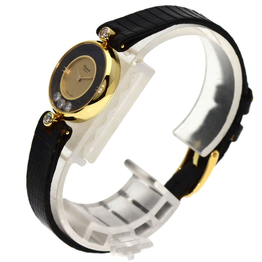 Chopard Watches Quartz 20/3095 K18YG, leather gold Happy diamond gold dial Women Used Authentic