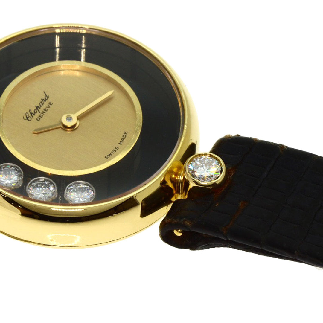 Chopard Watches Quartz 20/3095 K18YG, leather gold Happy diamond gold dial Women Used Authentic