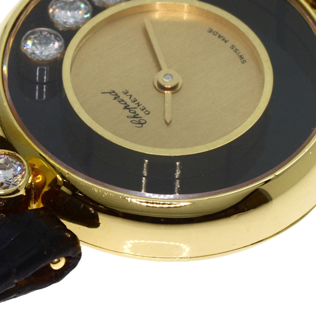 Chopard Watches Quartz 20/3095 K18YG, leather gold Happy diamond gold dial Women Used Authentic