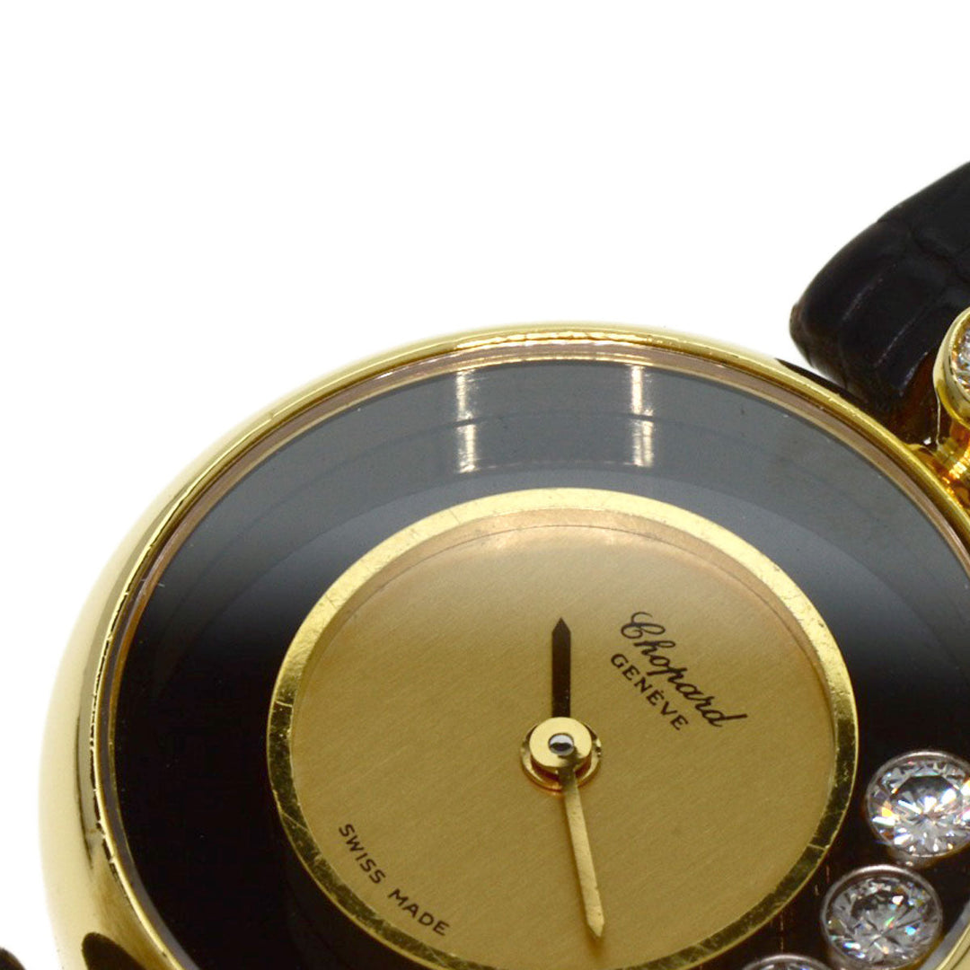 Chopard Watches Quartz 20/3095 K18YG, leather gold Happy diamond gold dial Women Used Authentic