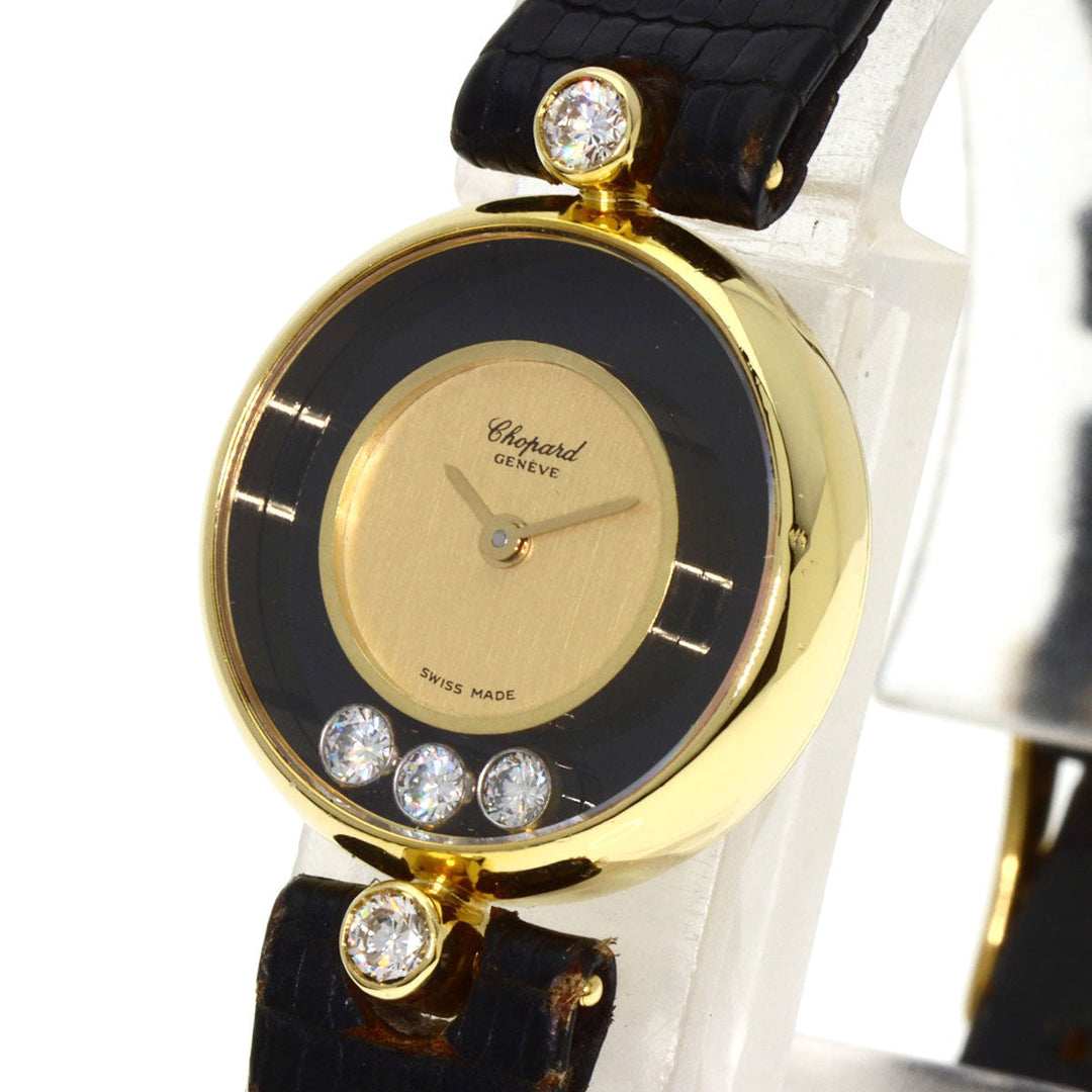 Chopard Watches Quartz 20/3095 K18YG, leather gold Happy diamond gold dial Women Used Authentic