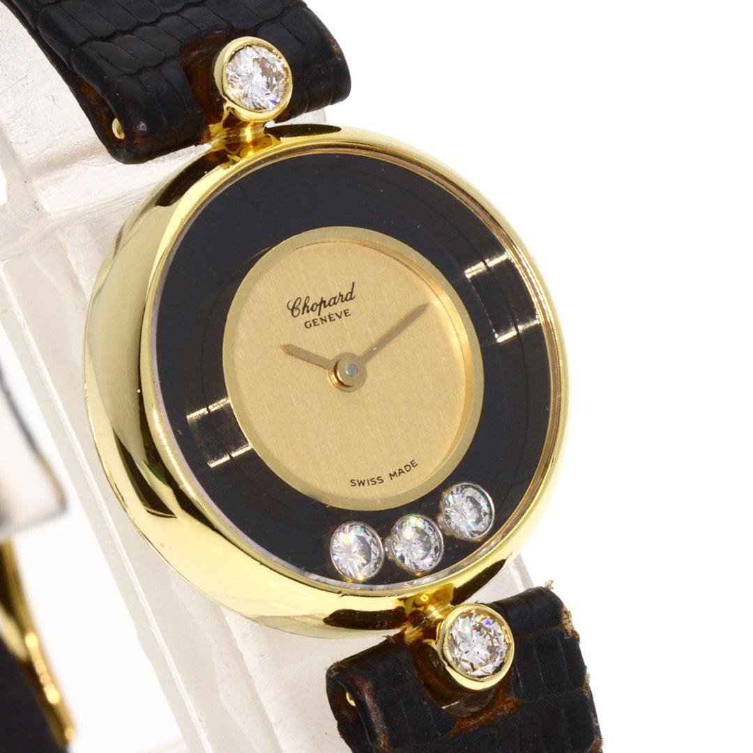 Chopard Watches Quartz 20/3095 K18YG, leather gold Happy diamond gold dial Women Used Authentic