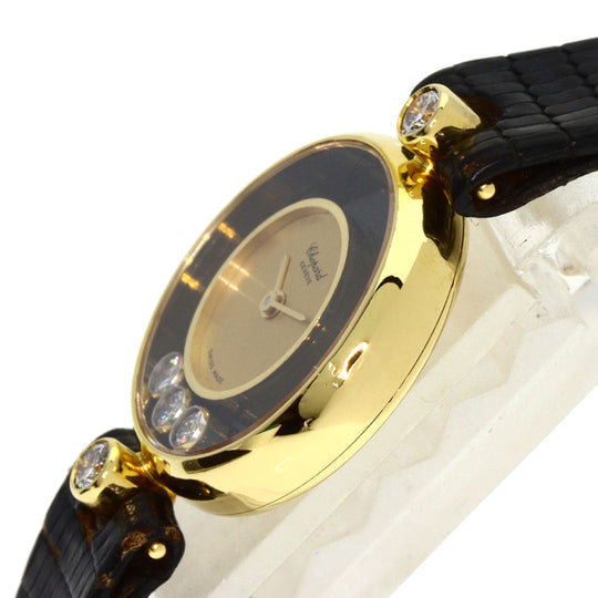 Chopard Watches Quartz 20/3095 K18YG, leather gold Happy diamond gold dial Women Used Authentic