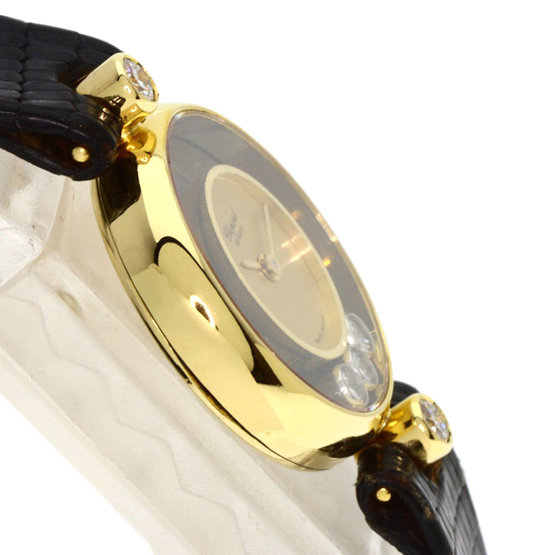 Chopard Watches Quartz 20/3095 K18YG, leather gold Happy diamond gold dial Women Used Authentic