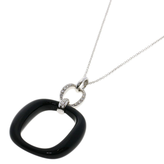 Damiani Necklace K18WG Silver D-Race Diamond Onyx Women Used Authentic
