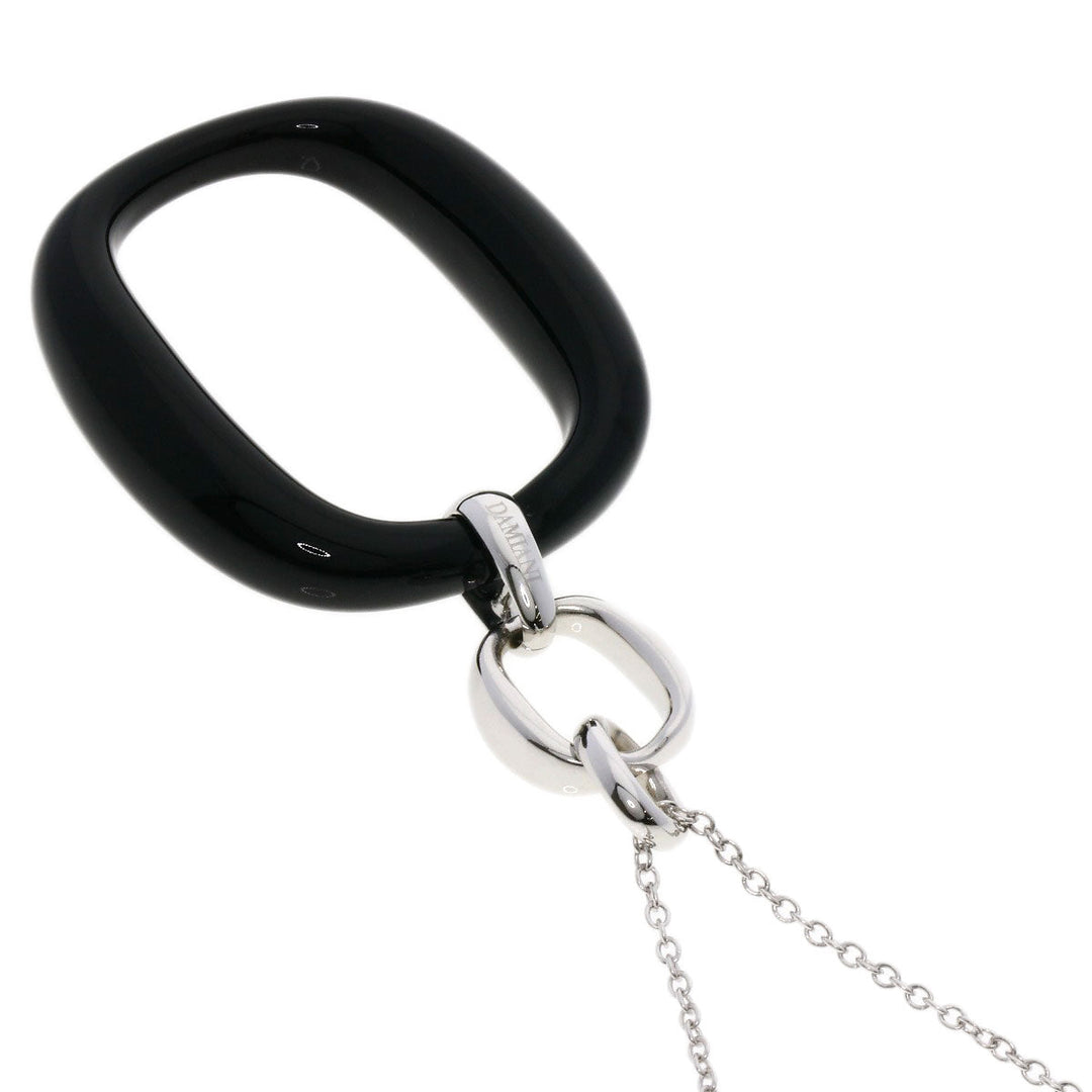 Damiani Necklace K18WG Silver D-Race Diamond Onyx Women Used Authentic
