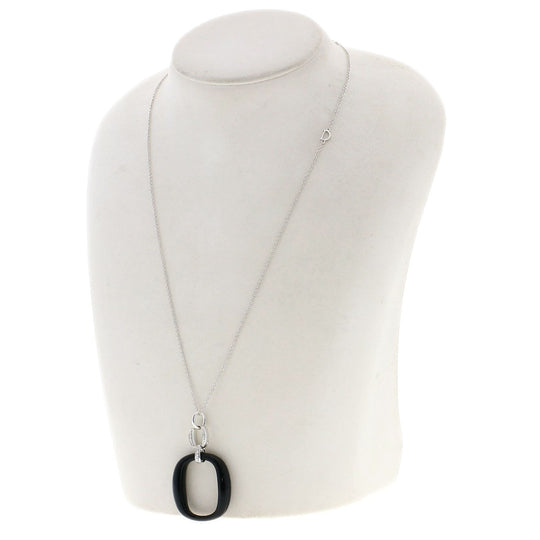 Damiani Necklace K18WG Silver D-Race Diamond Onyx Women Used Authentic