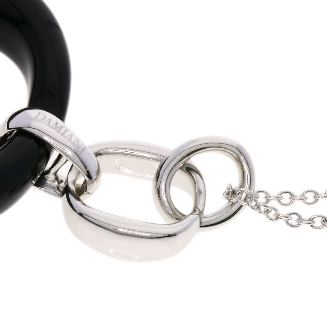 Damiani Necklace K18WG Silver D-Race Diamond Onyx Women Used Authentic