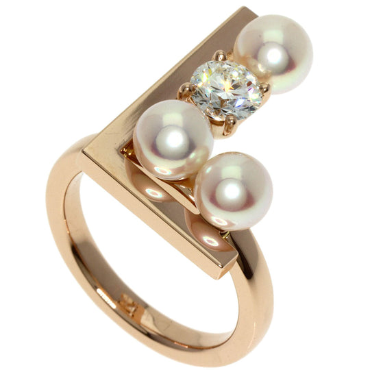TASAKI Ring 18K Pink Gold gold Balance Note Akoya Pearl Diamond
