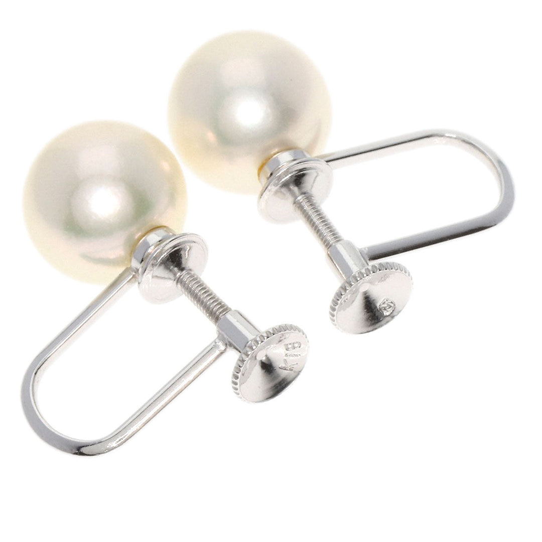 MIKIMOTO Earring K18WG Silver Akoya pearl Pearl Women Used Authentic