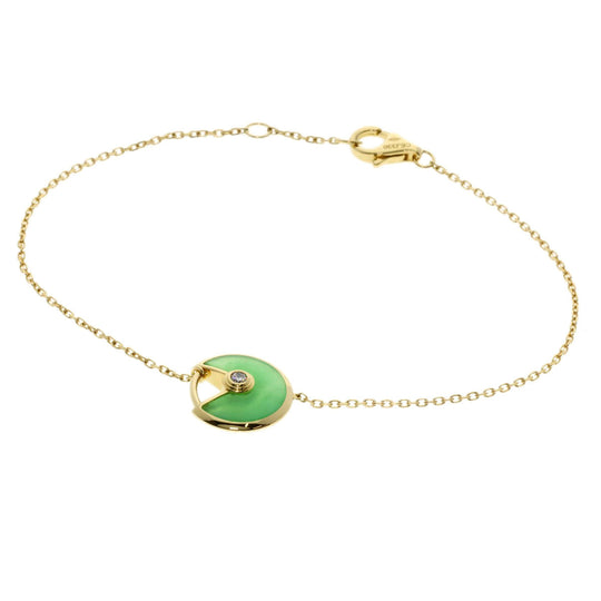 CARTIER bracelet 18K Yellow Gold gold Amulet de Cartier XS Diamond Chrysoprase Women Used Authentic