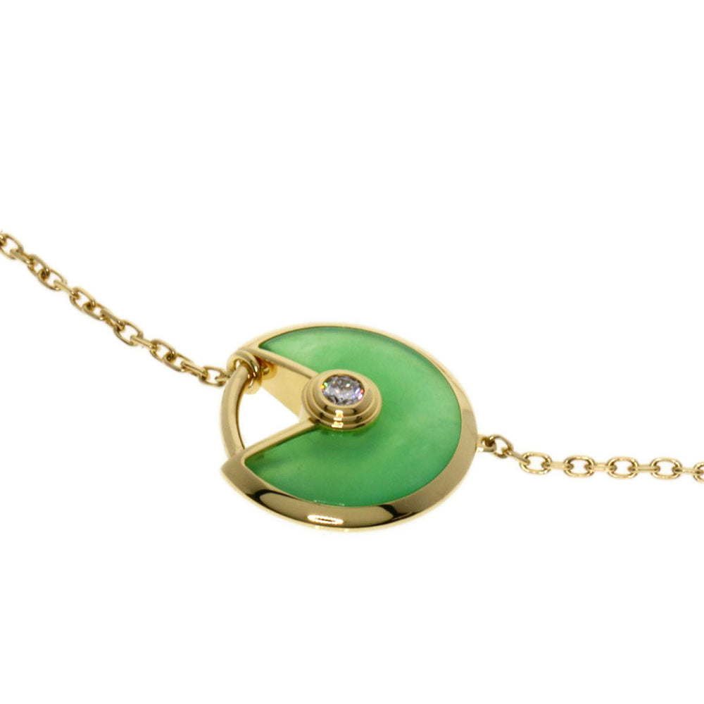 CARTIER bracelet 18K Yellow Gold gold Amulet de Cartier XS Diamond Chrysoprase Women Used Authentic