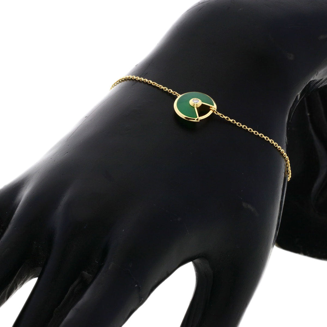CARTIER bracelet 18K Yellow Gold gold Amulet de Cartier XS Diamond Chrysoprase Women Used Authentic