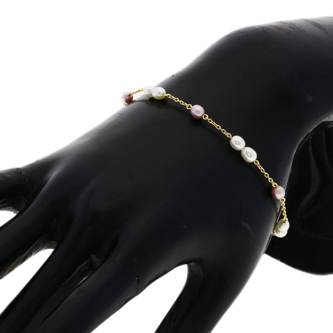 TASAKI bracelet 18K Yellow Gold gold Station Freshwater Pearl Women Used Authentic