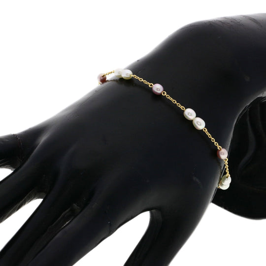 TASAKI bracelet 18K Yellow Gold gold Station Freshwater Pearl Women Used Authentic