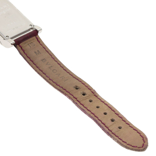BVLGARI Watches Quartz RT39S Stainless Steel, Leather Silver Rettangolo Rhodolite Garnet Bordeaux dial Women Used Authentic
