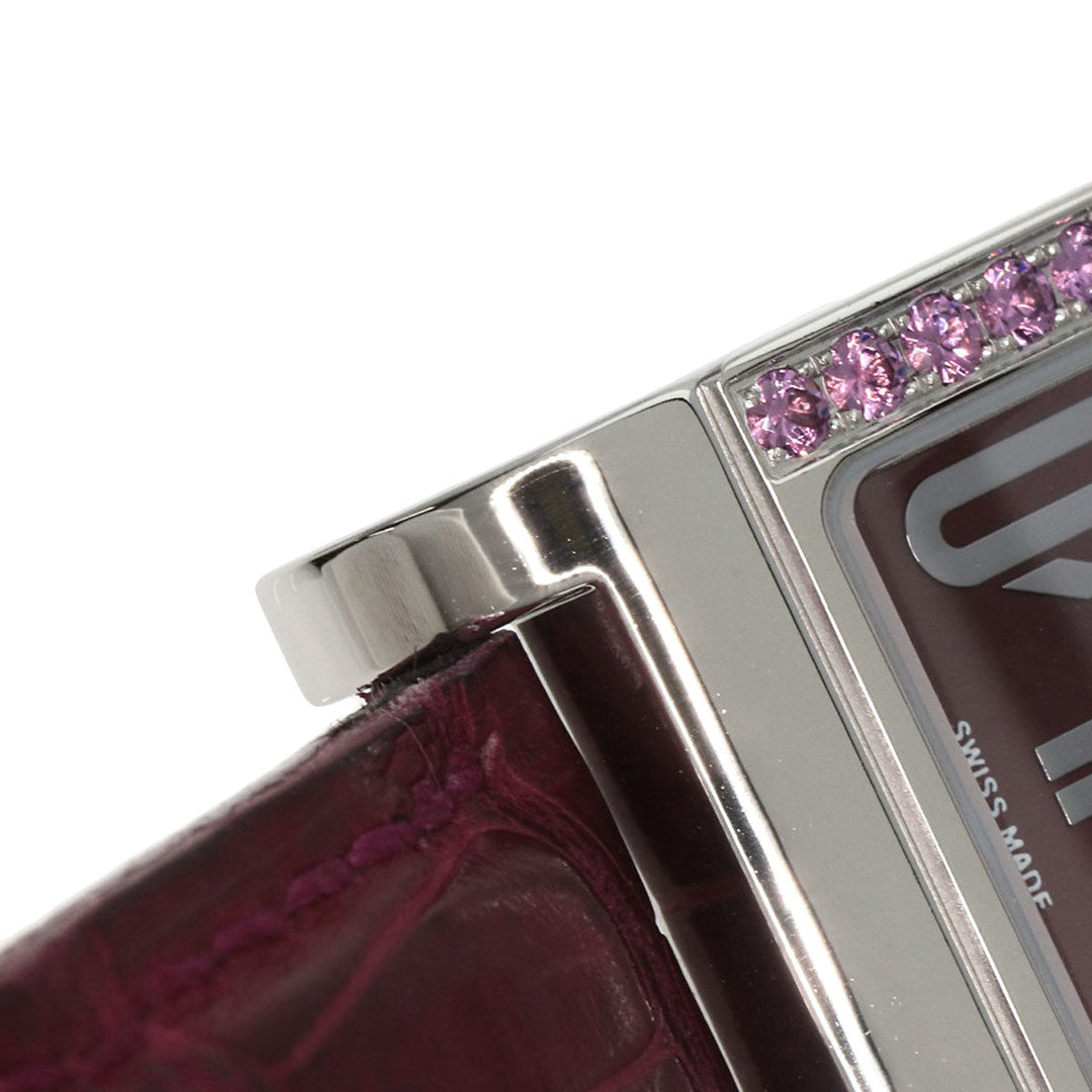 BVLGARI Watches Quartz RT39S Stainless Steel, Leather Silver Rettangolo Rhodolite Garnet Bordeaux dial Women Used Authentic