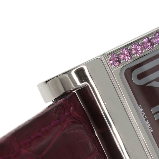 BVLGARI Watches Quartz RT39S Stainless Steel, Leather Silver Rettangolo Rhodolite Garnet Bordeaux dial Women Used Authentic