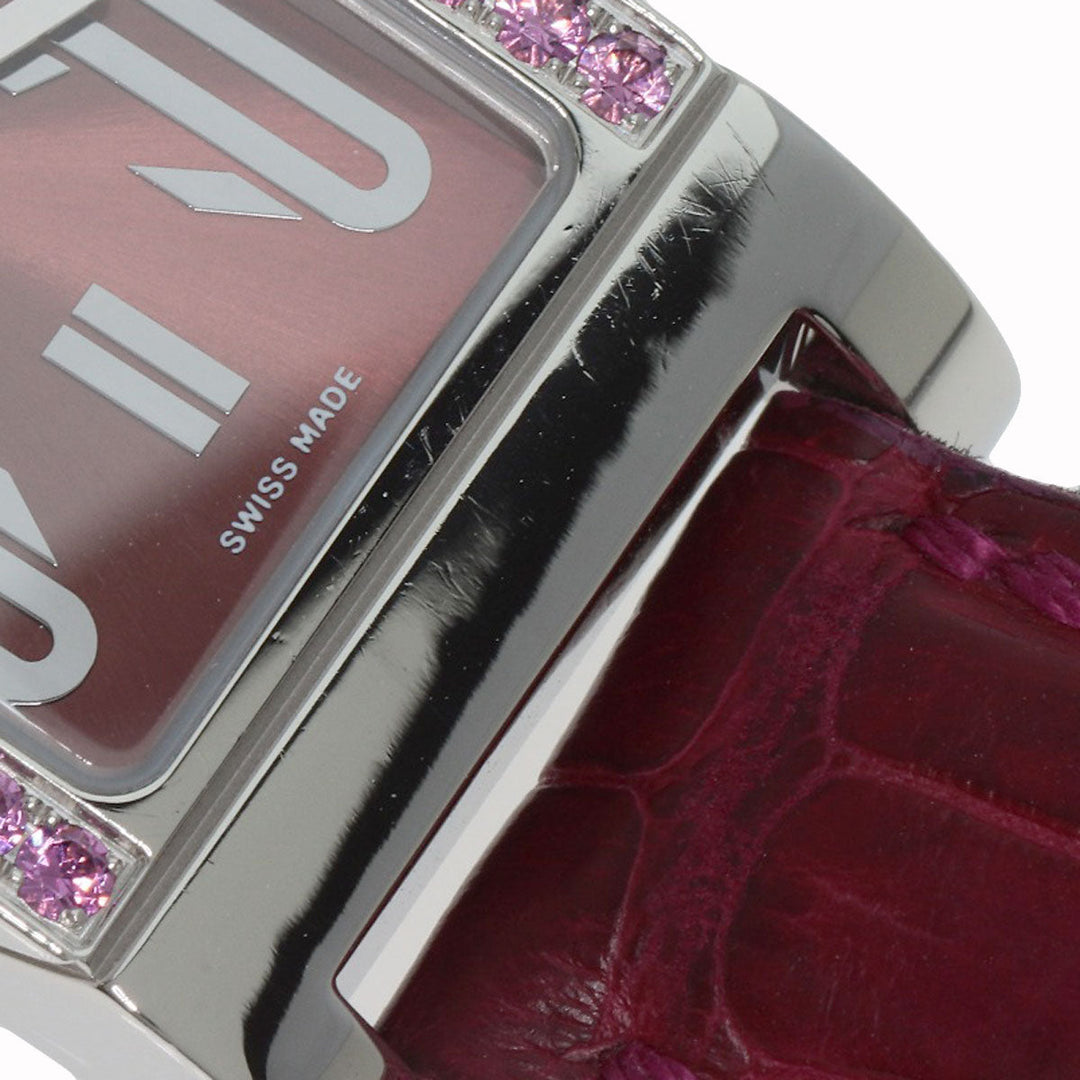 BVLGARI Watches Quartz RT39S Stainless Steel, Leather Silver Rettangolo Rhodolite Garnet Bordeaux dial Women Used Authentic