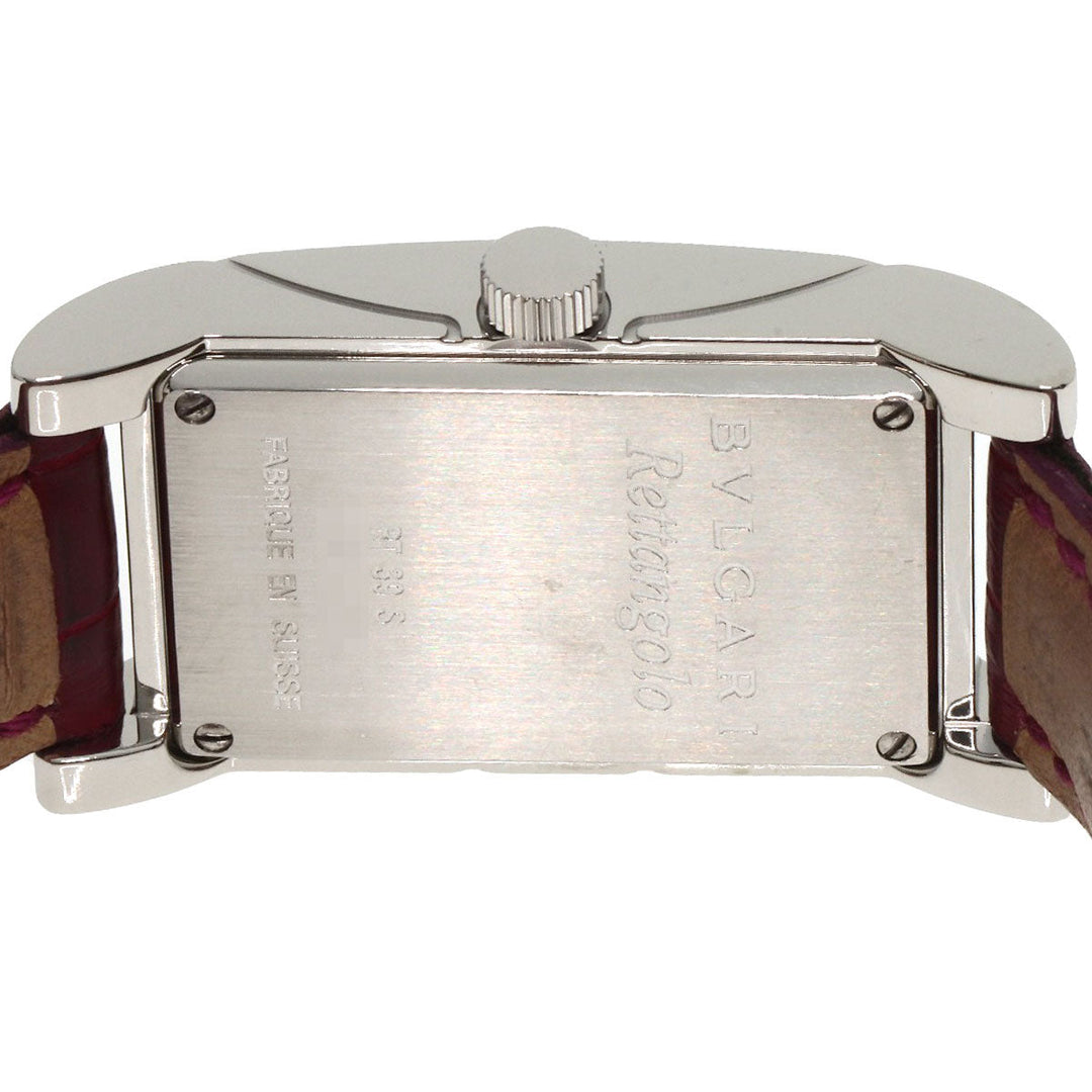 BVLGARI Watches Quartz RT39S Stainless Steel, Leather Silver Rettangolo Rhodolite Garnet Bordeaux dial Women Used Authentic