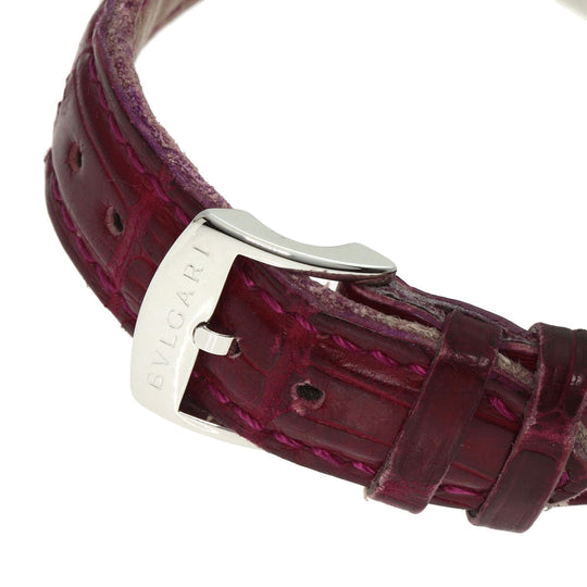 BVLGARI Watches Quartz RT39S Stainless Steel, Leather Silver Rettangolo Rhodolite Garnet Bordeaux dial Women Used Authentic