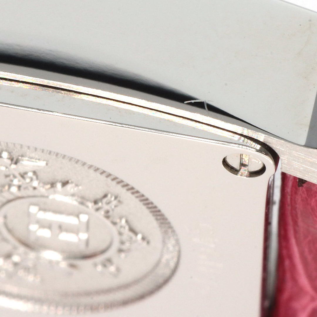 HERMES Watches Quartz HH1.131 Stainless Steel, Leather Silver H Watch Mini Diamond White shell dial Women Used Authentic